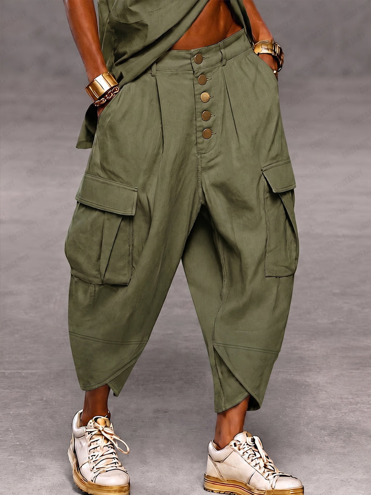 Casual Camouflage Print Cargo Harem Pants