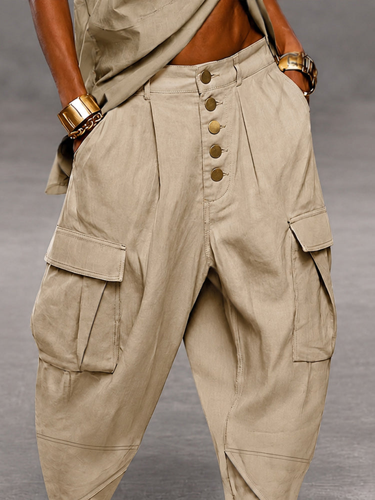 Casual Camouflage Print Cargo Harem Pants