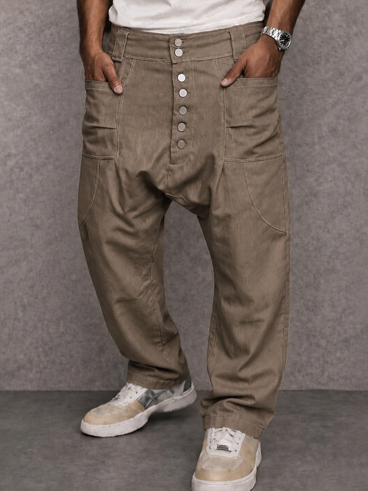 Casual Streetwear 100% Cotton Drop Crotch Pants